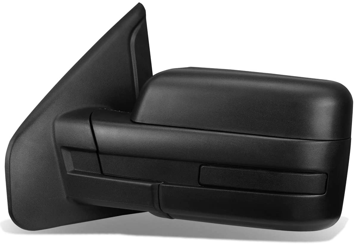 Left Driver Side Black Textured Manual Adjustment Folding Rear View Towing Mirror Replacement for Ford F-150 04-14 (Left / Driver Side)