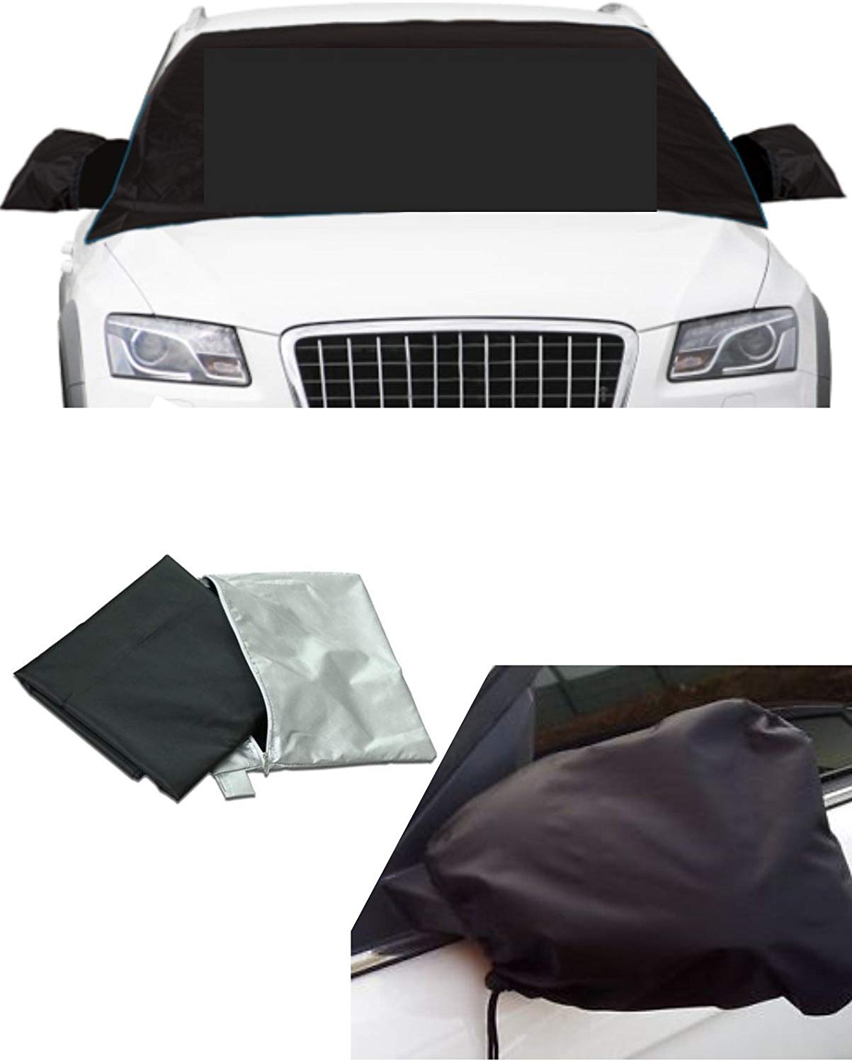 APSG ICE Snow Windshield Window Cover Magnetic Shade Frost Rain, Waterproof Car Premium w/Mirror Covers