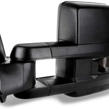 SCITOO Black Power Heated LED Signal Lights Side View Mirrors Fit 99-02 for Chevy/for GMC Silverado/Sierra Towing Mirrors Pair Set