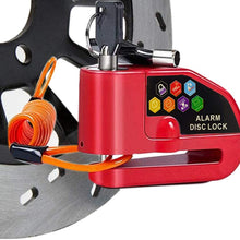 Anti-Theft Motorcycle Alarm Disc Brake Lock,110db Loud Alarm Sound Heavy Duty Wheel Security Padlock Waterproof (Red)