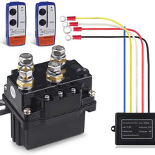 WATERWICH 12V 500A Winch Solenoid Relay Contactor+2pcs Wireless Winch Remote Control Kit with 6 Protecting Caps Universal for Truck Jeep ATV SUV 5500-12000lbs Winch