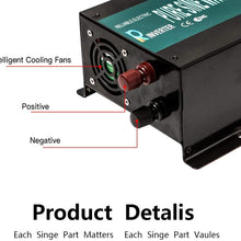 WZRELB Backup Power Off Grid Pure Sine Wave Inverter 800W 24Vdc to 120Vac 60Hz USA Outlets Power Converter, (RBP80024B1)