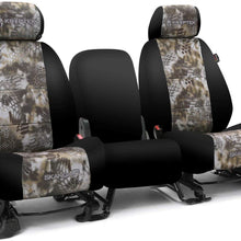 Rear SEAT: ShearComfort Custom Kryptek Neo-Supreme Seat Covers for Toyota Corolla (2020-2020) in Black w/Kryptek Neo-Supreme Highlander for 40/60 Split Back Solid Bottom w/Pullout Arm and 3 Adj.