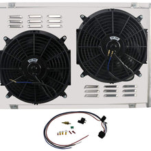 CoolingSky 4 Row Aluminum Radiator +Fan Shroud Combo&Thermostat Relay Kit for 1977-1982 Chevy Corvette C3 5.7 5.0 V8 Engine
