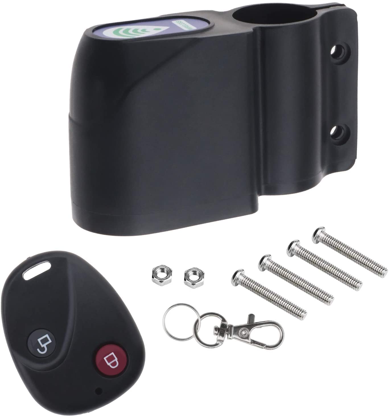 Bicycle Remote Control Anti-Theft Alarm Lock Black Wireless Alarm Siren Shock Vibration Sensor Cycling Lock with Screw Accessories