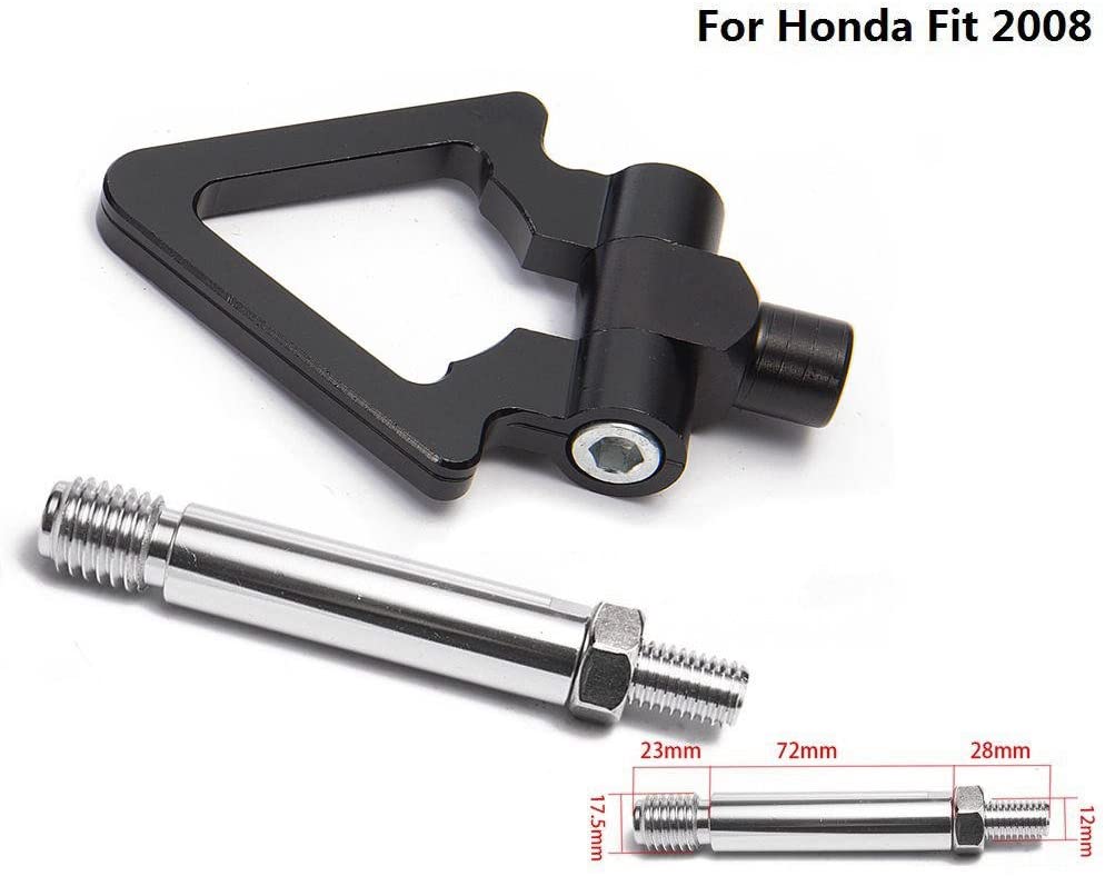 EPMAN Jdm Model Car Auto Trailer Hook Triangle Ring Eye Tow Towing Front Rear Aluminum For Honda FIT 08 (Black)
