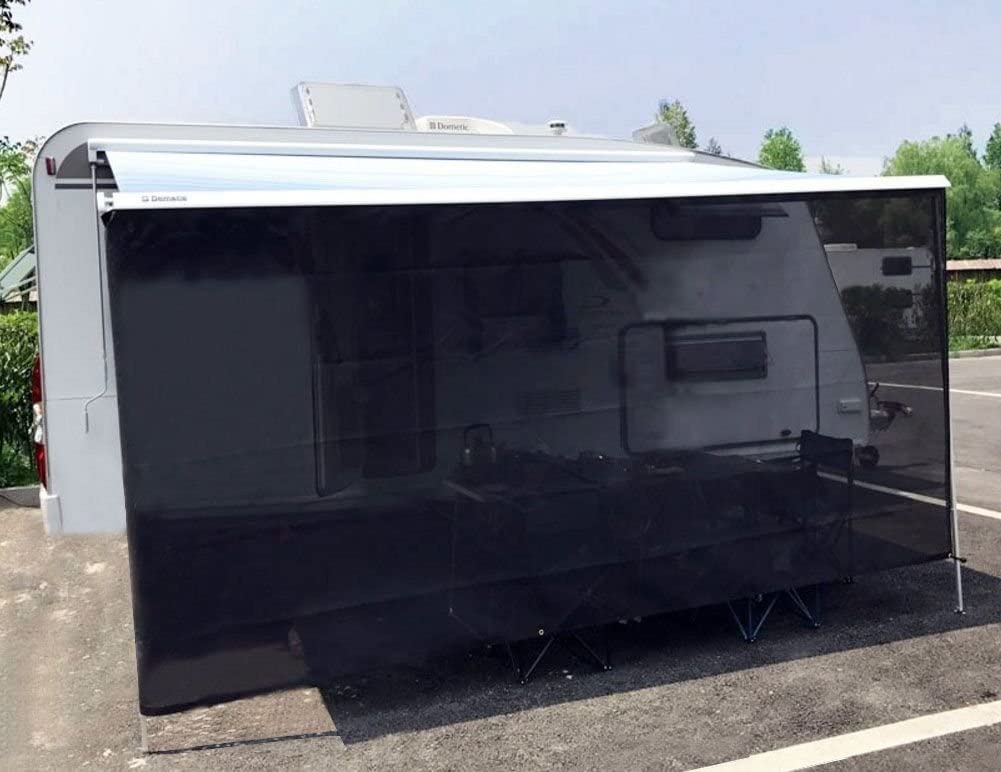 Tentproinc RV Awning Sun Shade Mesh Screen 6'X12'3'' Black UV Sunblock Complete Kits Motorhome Camping Trailer Canopy Shelter - 3 Years Limited Warranty