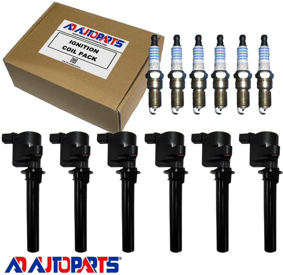Set of 6 OEM Fine Wire Platinum Spark Plugs + 6 ADP Ignition Coils For 2001 2002 2003 2004 2005 2006 2007 2008 FORD ESCAPE V6-3.0L DG513 DG500 FD502