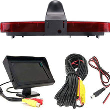 HD Third Roof Top Mount Brake Lamp Reverse Rear View Backup Camera Angle and Distance Adjustable IR Night Vision for F o r d Transit Connect Van MPV SUV Bus (Reversing Camera+7" Monitor)