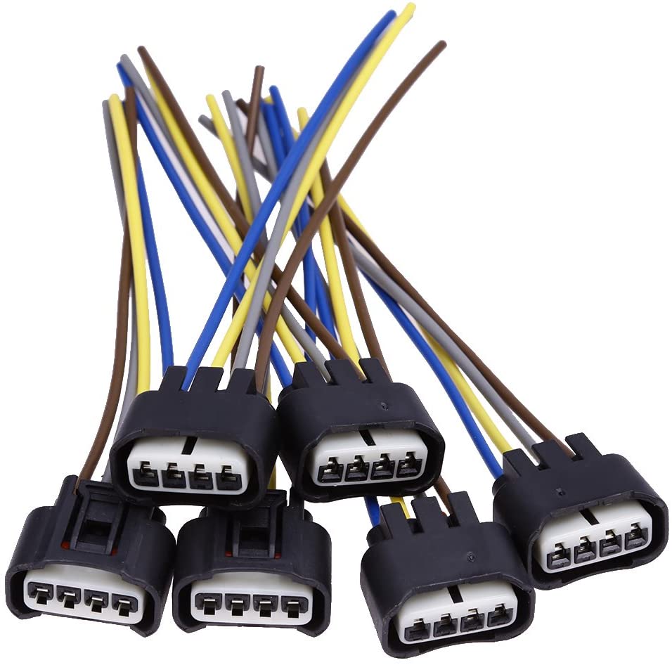 6Pcs Female Connector Plug 90980-11885 4-Way Harness Ignition Coil Compatible with Toyota Lexus