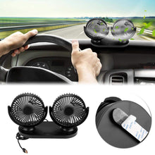 Qii lu USB Fan, USB Dual Head Car Fan Portable Air Conditioner Auto Cooler Ventilation 12V(all black)