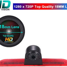 HD IP68 1280pixels Third Roof Top Mount Brake Lamp Reverse Rear View Backup Camera Angle and Distance Adjustable IR Night Vision for F o r d Transit 3 Van Transporter 2014-2015 (NO.7882)