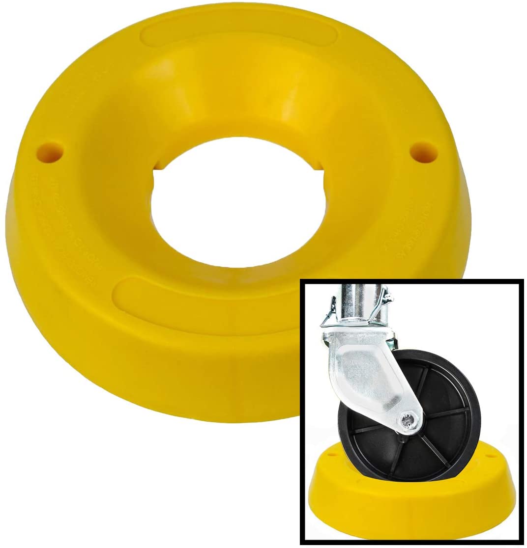 VaygWay Trailer Tongue Jack Wheel Dock – Heavy Duty Yellow Wheel Stopper – Dock Chock Yellow High Visibility – Yellow Travel Trailer Jack Caster