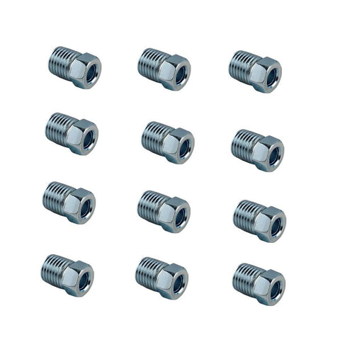 DEWHEL Steel Tube Nuts 3/8-24 Inverted Flare Zinc Fitting 3/16 Steel Brake Line Tubing Pack of 12