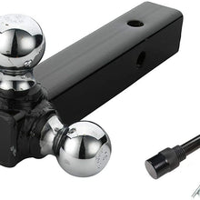 AC-DK Tow Hitch Set- 2" Trailer Hitch Receiver with Tow Hook and 1-7/8'' Hitch Ball 2'' Hitch Ball 2-5/16'' Hitch Ball 5/8'' Hitch Lock Pin with 3 Keys for Hithc Towing !