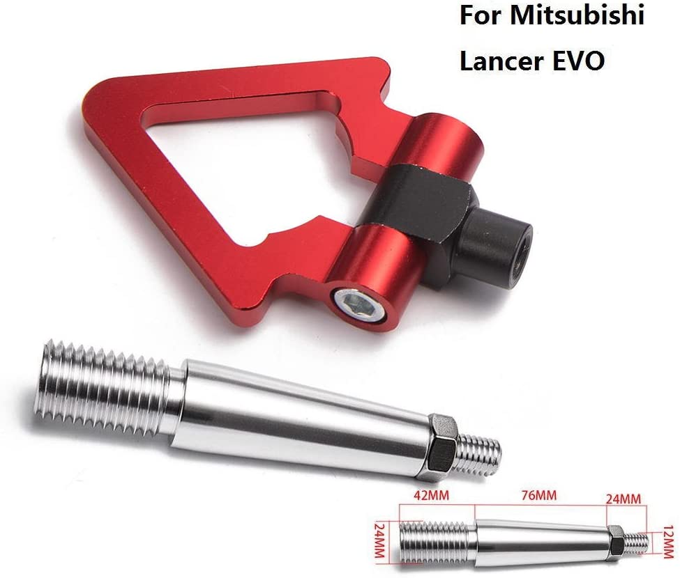 EPMAN Japan Model Car Auto Trailer Tow Hook Triangle Ring Eye Front Rear Aluminum For Mitsubishi Lancer EVO (Red)