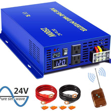 XYZ INVT Pure Sine Wave Inverter - 2500W 24V DC to 110V 120V AC with Wireless Remote Switch, 5000 watt Surge, Power Converter for RV, Camping, Solar System, Grid Off.