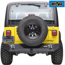 E-Autogrilles JTJRB004 EAG Rear Bumper With 2" Hitch Receiver & 2 D-ring Black Textured Off Road for 87-06 Jeep Wrangler TJ YJ