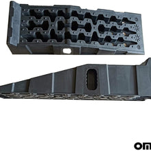 OMAC Auto Accessories Car Ramp Heavy Duty Leveling Blocks | Black Chocks Car Tires Lifting Stabilization 2 Pcs. | Vehicle Ramp - Pair 11000lbs GVW Capacity