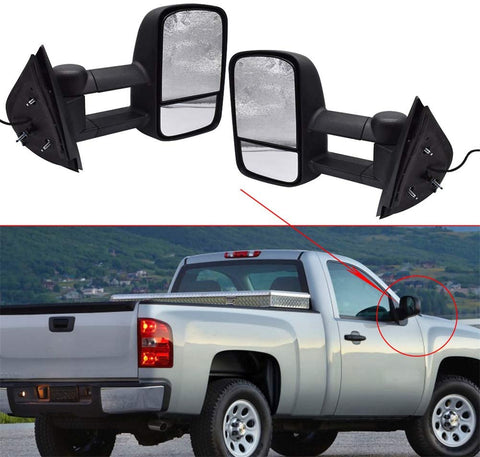 RainMan S Towing Power Heated Signal Side View Mirror fit for Chevy Towing Mirrors Chevrolet Silverado Side Mirror GMC Yukon Tow Mirrors Pair 2007-2013