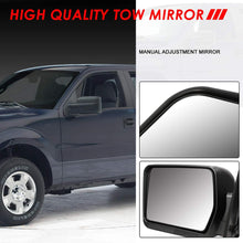 Left Driver Side Black Textured Manual Adjustment Folding Rear View Towing Mirror Replacement for Ford F-150 04-14