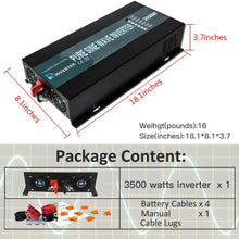 WZRELB Full Power Endurable 3500W 12VDC to 120VAC 60HZ US DUAL OUTLETS LED DISPLAY PURE SINE WAVE INVERTER Power Converter, (RBP350012B1)