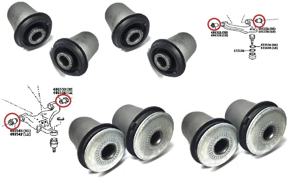 NISTO 8 Front Upper Lower Control Arm Bushing Compatible With Suitable For 2005-2014 Toyota Tacoma Hilux 2WD Without Prerunner