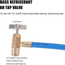 JIFETOR AC Charge Hose with Gauge for R134A, Car HVAC Refrigerant Recharge Kit, Auto Air Conditioning U Charging Hose Low Pressure Measuring Meter with 1/4" Fittings, Can Tap, Quick Coupler, 23" Long