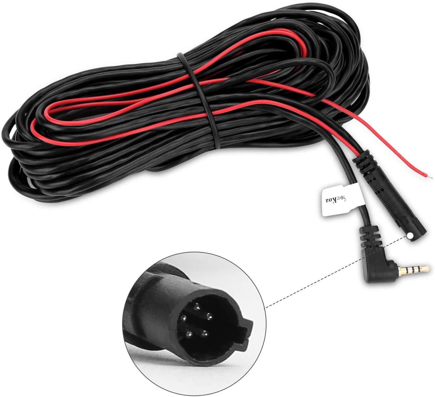 SoeKoa Backup Camera Cable, 4Pin to 2.5mm Jack Cable Connector Video Extension Cable, DVR Video Cable for Backup Camera Mirror (10M/32.8FT)