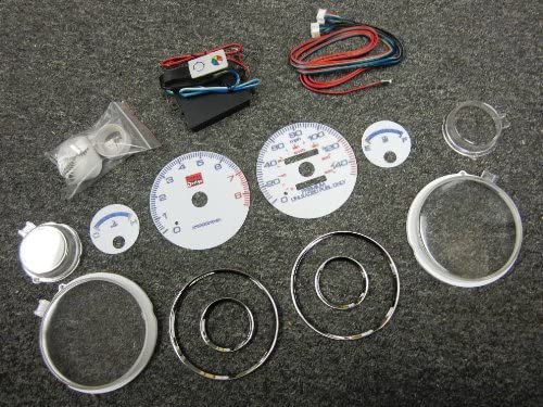 94 95 96 97 98 99 00 01 Acura Integra RS LS GS Manual Transmission 7 Color White Face Glow Gauges Dash Light Kit -8K RPM