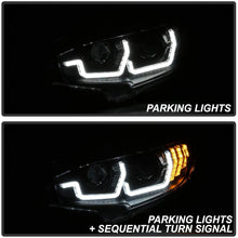 ACANII - For 2016-2020 Honda Civic Halogen Black LED Tube Sequential Turn Signal Projector Headlights Headlamps Assembly