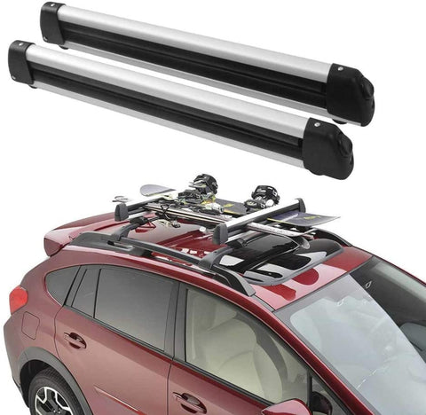 Barbella Ski & Snowboard Car Rack & Carrier Ski Car Racks Aluminum Universal Ski Roof Rack Fits 6 Pairs Skis or 4 Snowboards, Lockable Ski Roof Carrier Fit Most of The Flat Round Thick Crossbars