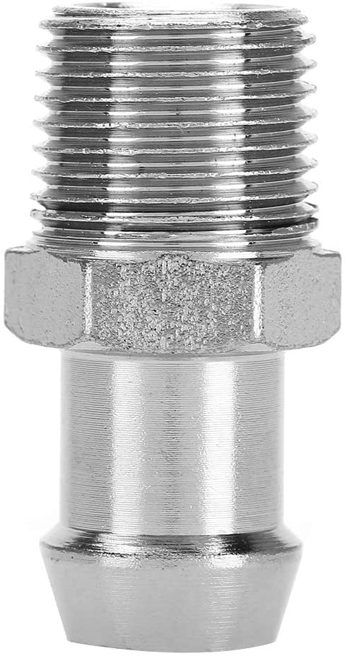 Terisass Intake Manifold Heater Hose Fitting 1/2 Inch NPT 5/8 Inch Barb Chrome Metal Fitting Intake Manifold Heater Hose Fit for Chevy GMC Oldsmobile Pontiac Cadillac for Buick Ford Mopar
