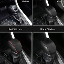 XITER For Genuine Leather Gear Shift Knob Cover Car Protect Accessories Case For Toyota RAV4 2019-2020 (BLACK)