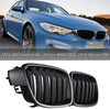 Fit 2012-2018 BMW 3 Series F30 F31 F35 Grille High Gloss BLACK Cool Bussiness Style Replacement Conversion Grill Sturdy ABS Easy To Install (Half Chrome-Gloss Black)