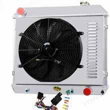 CoolingSky 3 Row Aluminum Radiator +Fan Shroud Combo +Thermostat Relay Kit for 1961-66 Chevy C/K C10 C20 C30 K10 K20 Pickup Suburban &More GM Models