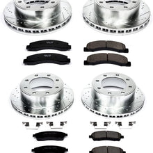 Power Stop K1906 Front & Rear Brake Kit with Drilled/Slotted Brake Rotors and Z23 Evolution Ceramic Brake Pads,Silver Zinc Plated