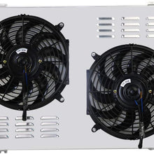 OzCoolingParts 73-91 Chevy C/K/R Series Fan Shroud Kit, Aluminum Radiator Louver Shroud + 2 x 12" Cooling Fan Kit for 1973-1991 Chevy C10 C20 C30 K10 K20 K30 Pickup Trucks Suburban Blazer/GMC Jimmy