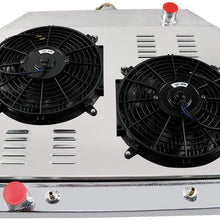 OzCoolingParts 66-79 Ford F-Series Radiator Fan Shroud Kit, 4 Row Core Full Aluminum Radiator + 2 x 12" Fan w/Shroud for 1966-1979 1967 68 77 78 Ford F100 F150 F250 F350 Truck Pickup, Bronco V8 Engine