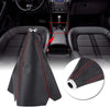 Qiilu Universal Car Manual PU Leather Gear Gaiter Shift Shifter Boot Replacement Red Stitch Gear Gaiter Boot Cover