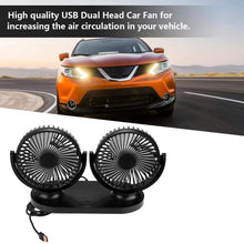 Qii lu USB Fan, USB Dual Head Car Fan Portable Air Conditioner Auto Cooler Ventilation 12V(all black)