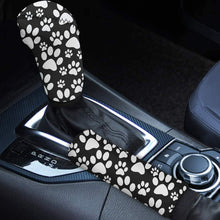 TOADDMOS Colorful Paw Print Gear Shift Konb Cover & Handbrake Cover Puppy Footprints Car Accessories for Dog Lover Universal 2pcs/Set(Black