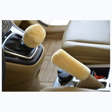 LuckySHD 2Pcs Set Soft Fluffy Auto Gear Shift Knob Cover Handbrake Grip Cover/Grey