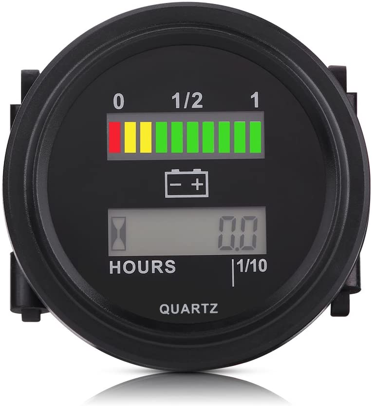 12V/24V/36V/48V/72V LED Digital Battery Indicator Gauge with Hour Meter for Golf Cart Forklift Car Scooter Motorcycle 12-72 volt