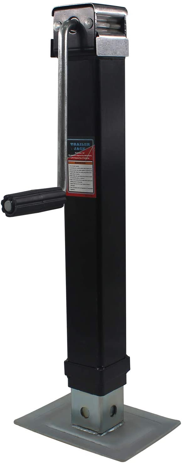 OPENROAD 8000lbs Trailer Jack,15 inch Travel RV Jack,Black Weld-on Square Trailer Tongue Jack with Drop Leg,Trailer Boat Jack,Caming Jack