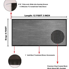 Tentproinc RV Awning Sun Shade Mesh Screen 6'X12'3'' Black UV Sunblock Complete Kits Motorhome Camping Trailer Canopy Shelter - 3 Years Limited Warranty