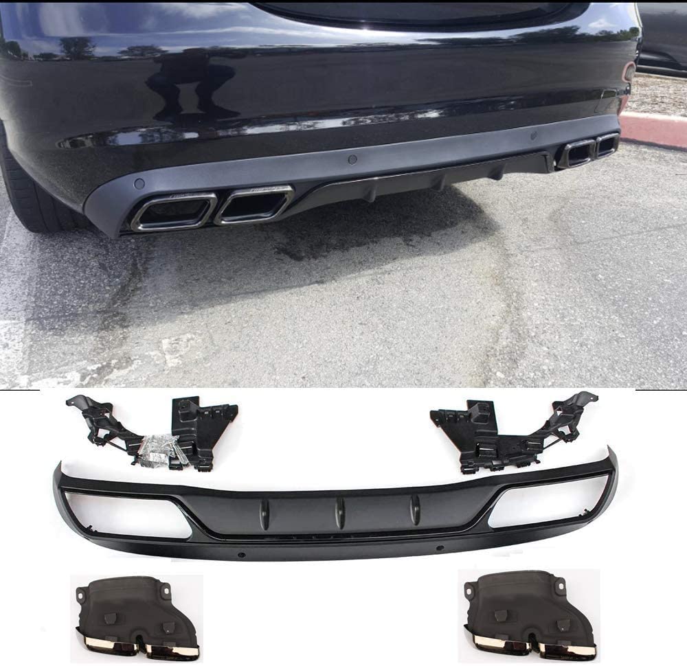 Fandixin W205 Diffuser, ABS Rear Bumper Lip Diffuser with Exhaust Tips for Mercedes Benz C Class W205 4-Door Sedan Base Model 2014-in
