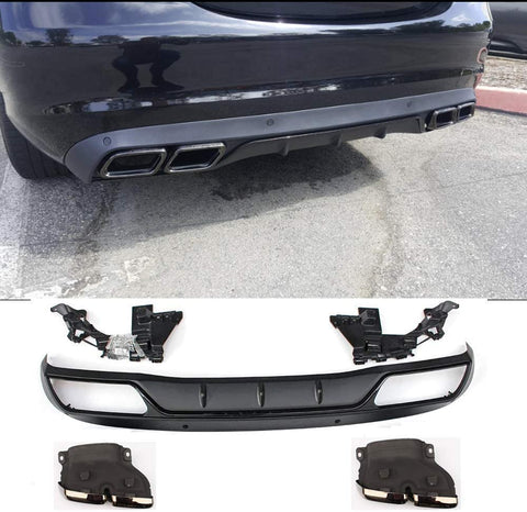 Fandixin W205 Diffuser, ABS Rear Bumper Lip Diffuser with Exhaust Tips for Mercedes Benz C Class W205 4-Door Sedan Base Model 2014-in