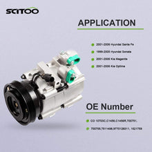 SCITOO AC Compressor Pump Compatible with CO 10703C for Hyundai Sante Fe Kia Optima 2.4L 2001-2006