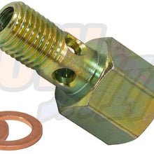 GlowShift Fuel Pressure Banjo Bolt Sensor Thread Adapter for 1994-1998 P7100 12-Valve Dodge Ram 2500 3500 Cummins Diesel - Installs to Fuel Filter Housing - Includes Copper Crush Washers